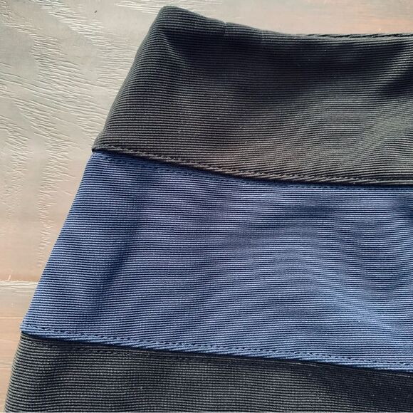 Forever 21 Black & Navy Super Stretchy Ribbed Mini Pencil Skirt | Size: S - Picture 2 of 5